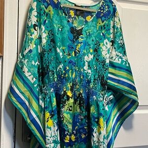 Lane Bryant Blue and Green Floral Top